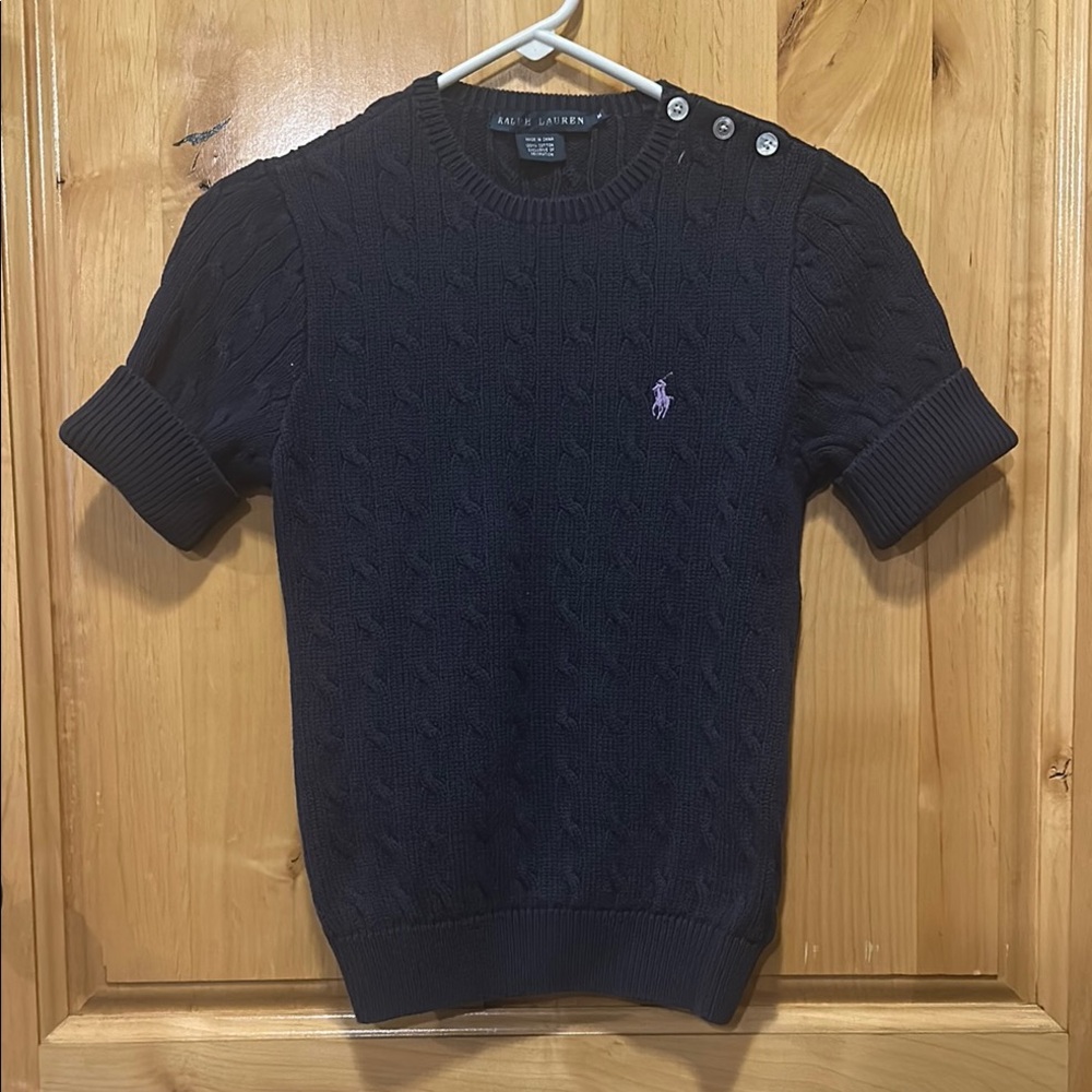 Ralph Lauren Navy Knit Sweater with Button Accents Sz Medium